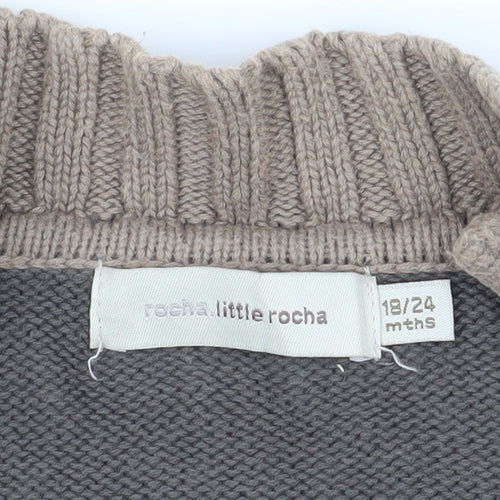 Rocha Little Rocha Grey Striped Knit Cardigan 18-24 Months