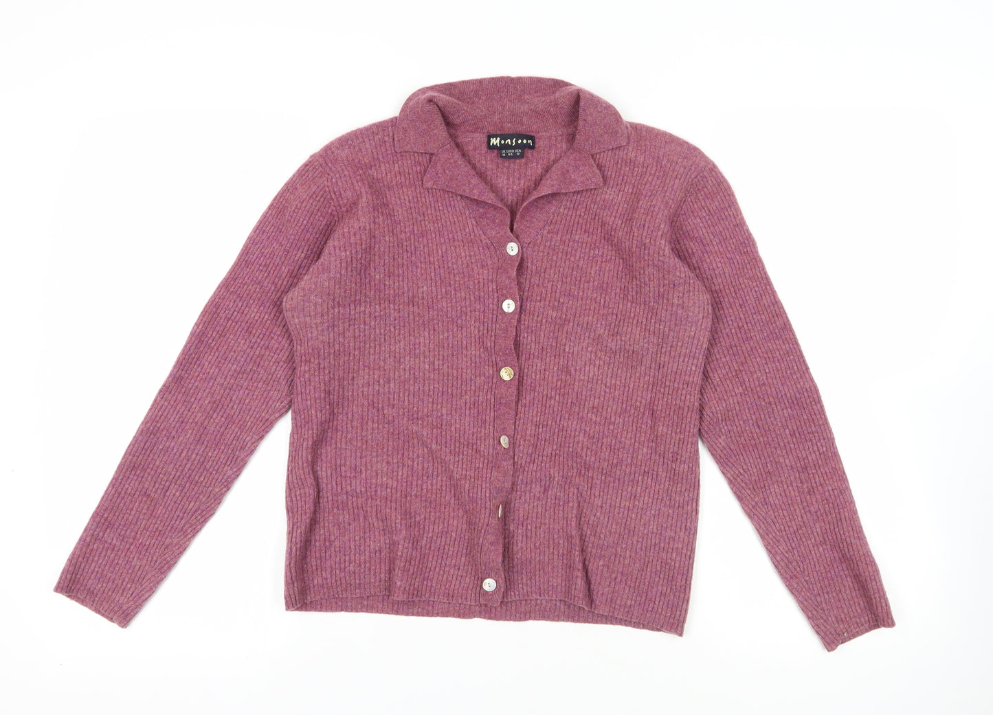 Monsoon Purple Collared Cardigan - Size 16