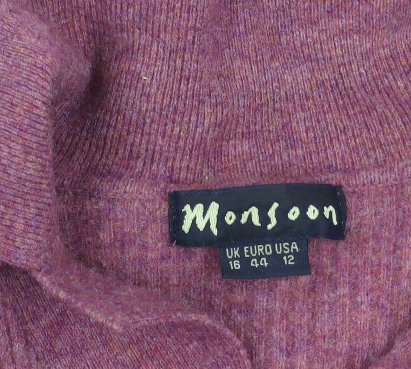 Monsoon Purple Collared Cardigan - Size 16