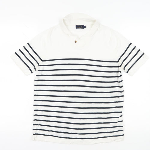 Henri Lloyd White Striped Polo Shirt Size S