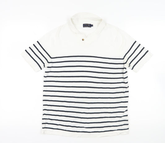 Henri Lloyd White Striped Polo Shirt Size S