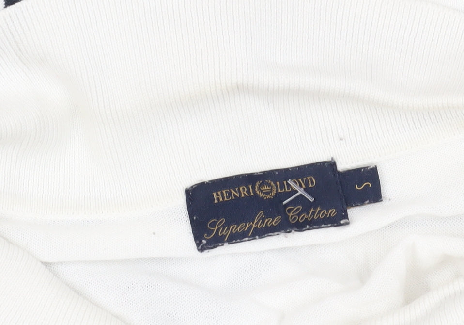 Henri Lloyd White Striped Polo Shirt Size S