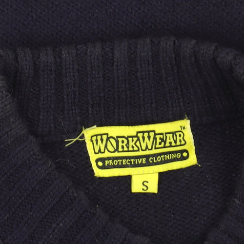 Workwear Black Pullover Jumper, Size S, Crew Neck