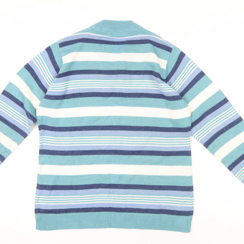 Isle Blue Striped Pullover Jumper, Size M, V-Neck Winter
