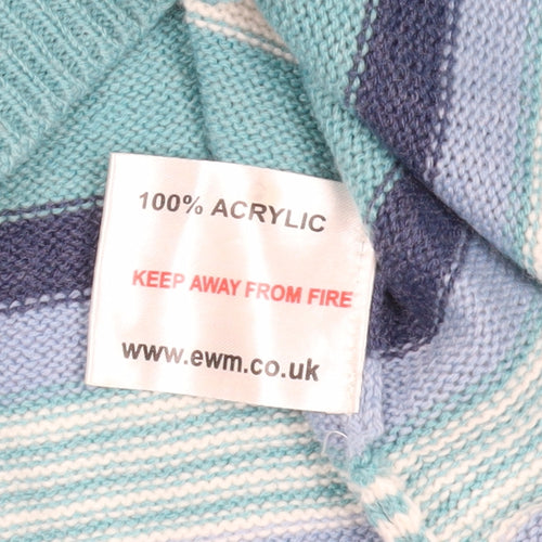Isle Blue Striped Pullover Jumper, Size M, V-Neck Winter