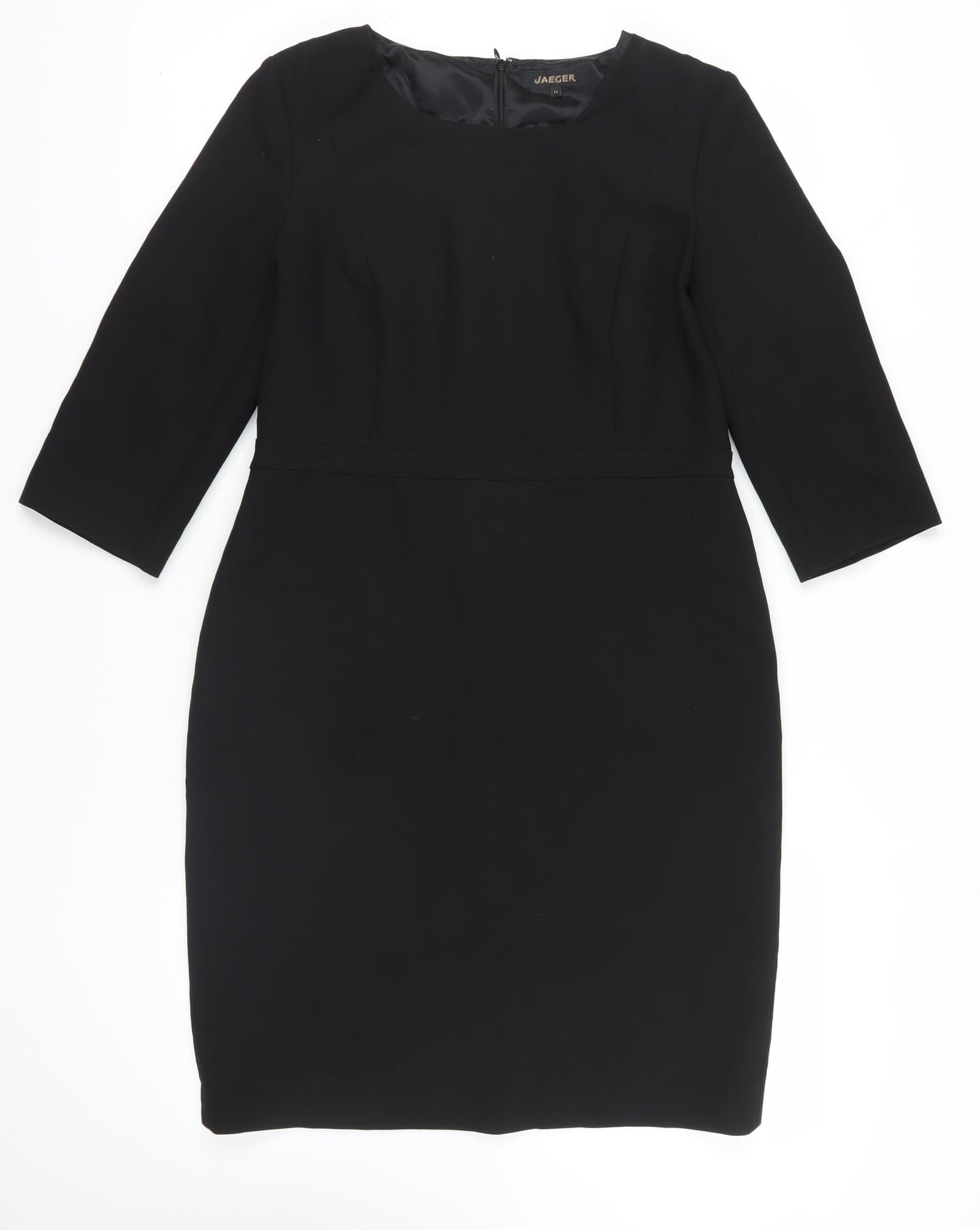 Jaeger Black Knee Length Sheath Dress, Size 14