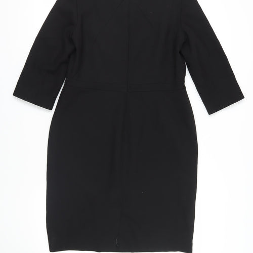 Jaeger Black Knee Length Sheath Dress, Size 14