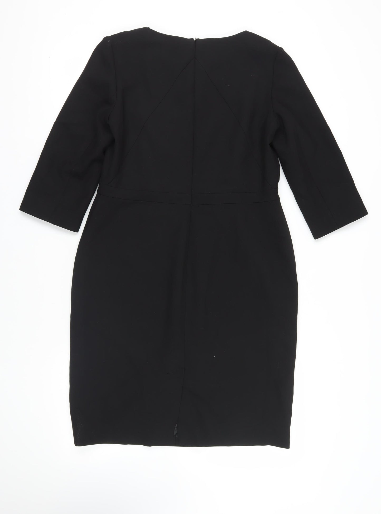 Jaeger Black Knee Length Sheath Dress, Size 14