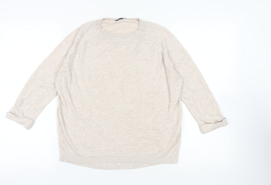 Warehouse Beige Crew Neck Jumper Size 12