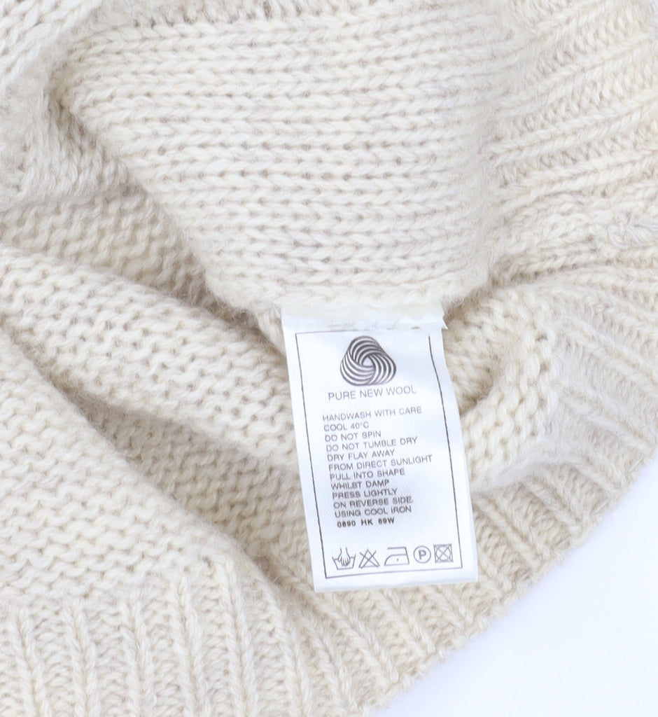 Tulchan Beige Wool Cable-Knit Jumper XL Sheep