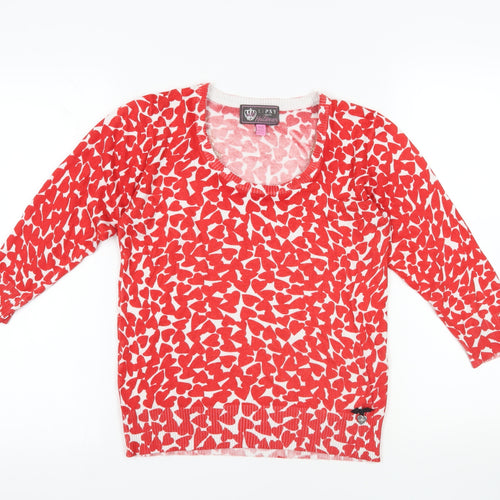 Lipsy Red Animal Print Pullover Jumper Size 14