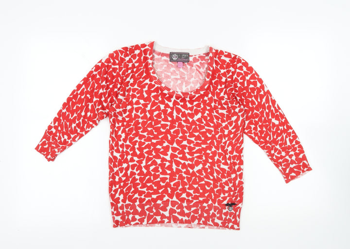 Lipsy Red Animal Print Pullover Jumper Size 14