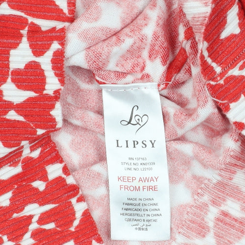 Lipsy Red Animal Print Pullover Jumper Size 14