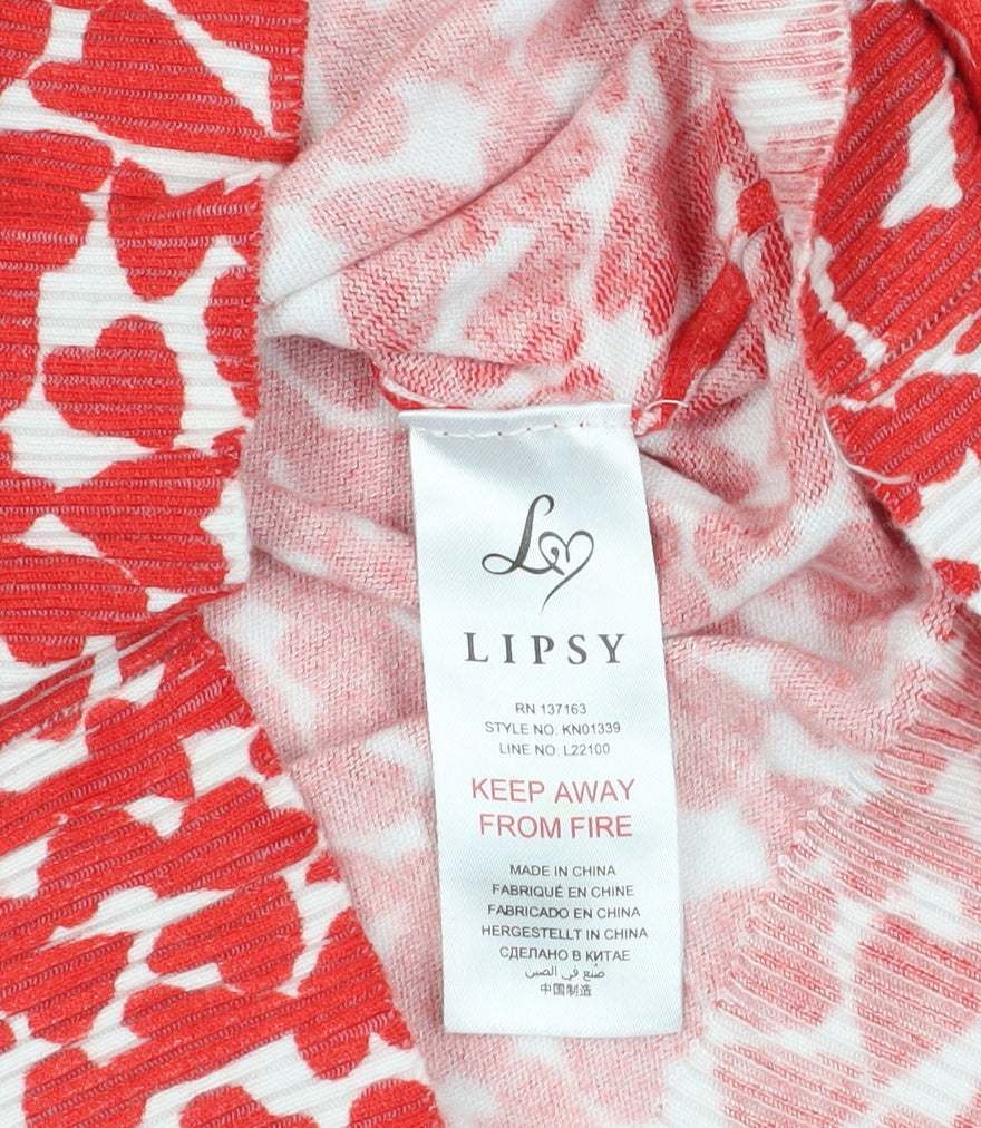 Lipsy Red Animal Print Pullover Jumper Size 14