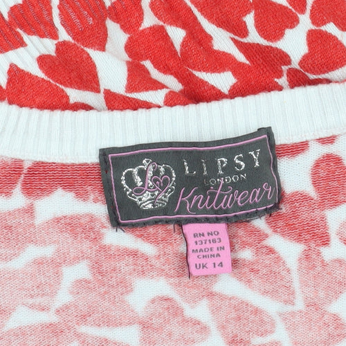 Lipsy Red Animal Print Pullover Jumper Size 14