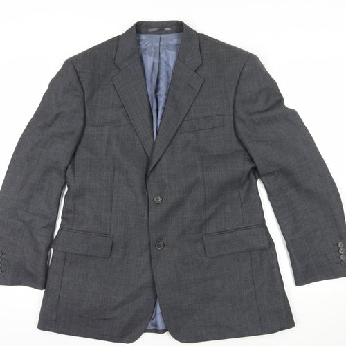 Berwin & Berwin Grey Wool Blazer, Size M, Two-Button