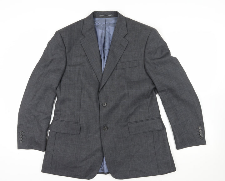 Berwin & Berwin Grey Wool Blazer, Size M, Two-Button