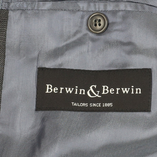 Berwin & Berwin Grey Wool Blazer, Size M, Two-Button