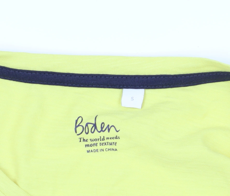 Boden Yellow Basic T-Shirt, Size S, Crew Neck, Casual