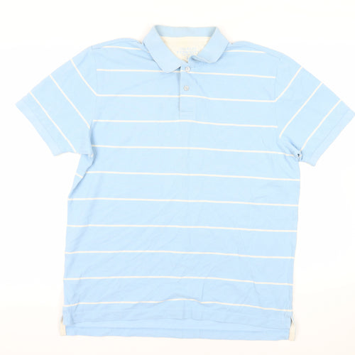 Charles Tyrwhitt Blue Striped Cotton Polo L