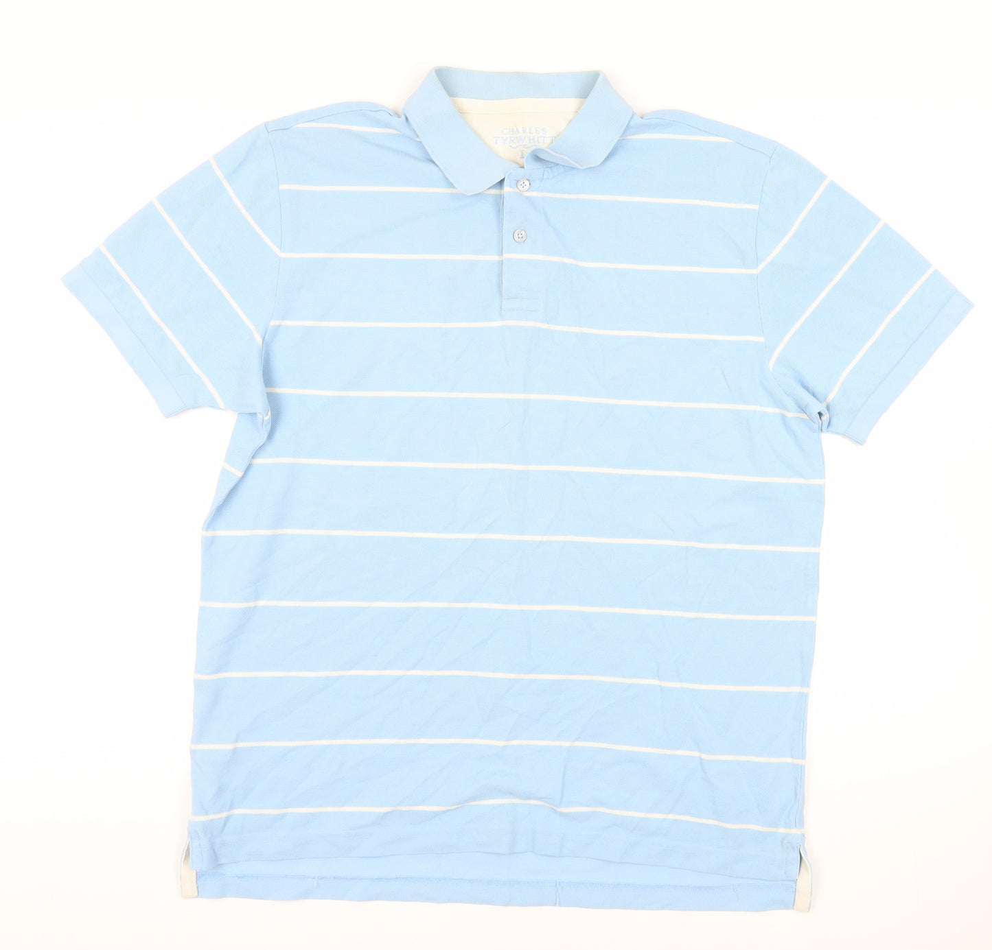 Charles Tyrwhitt Blue Striped Cotton Polo L