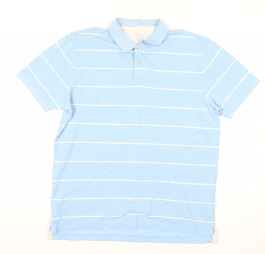 Charles Tyrwhitt Blue Striped Cotton Polo L