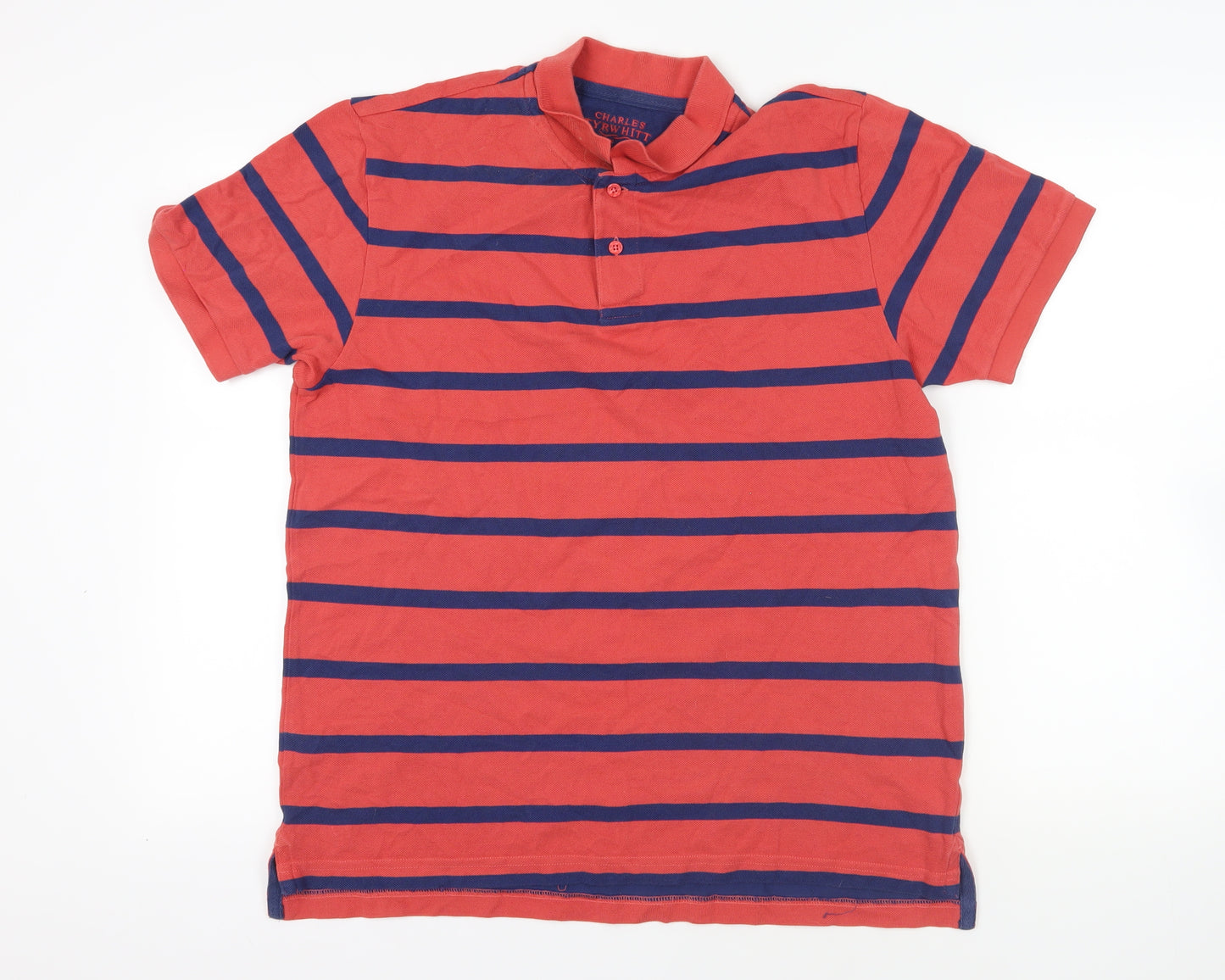 Charles Tyrwhitt Red Striped Polo Shirt, Size L