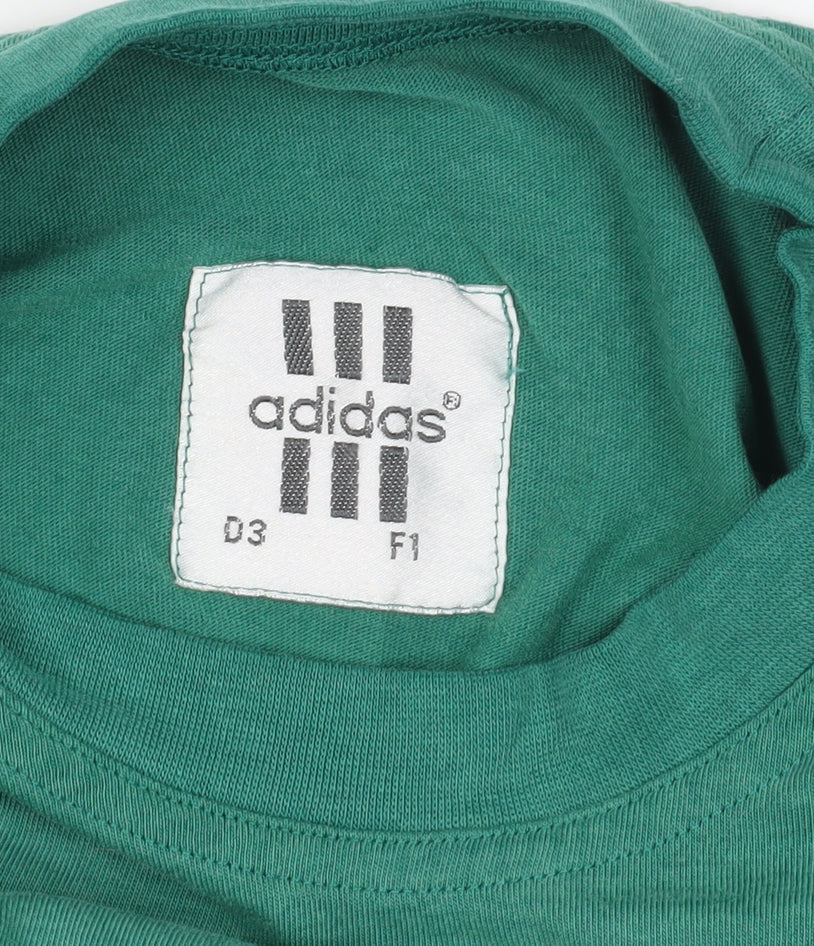 adidas Green Medium Logo T-Shirt for Men