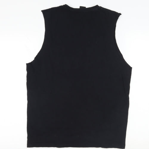 BOSS Black Sleeveless Cotton T-Shirt, Size L, Logo Accent