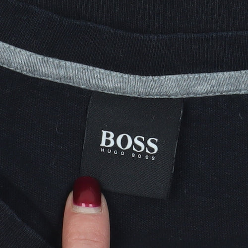BOSS Black Sleeveless Cotton T-Shirt, Size L, Logo Accent