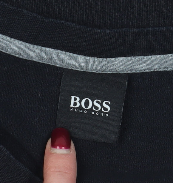BOSS Black Sleeveless Cotton T-Shirt, Size L, Logo Accent