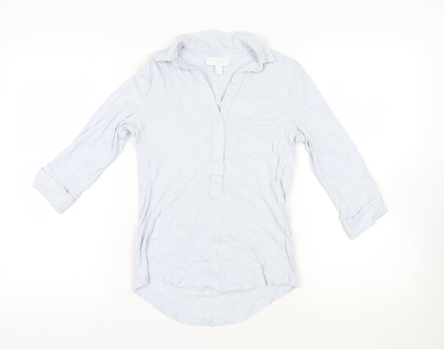 White Company Women's White Blouse, Size 8, Collared
