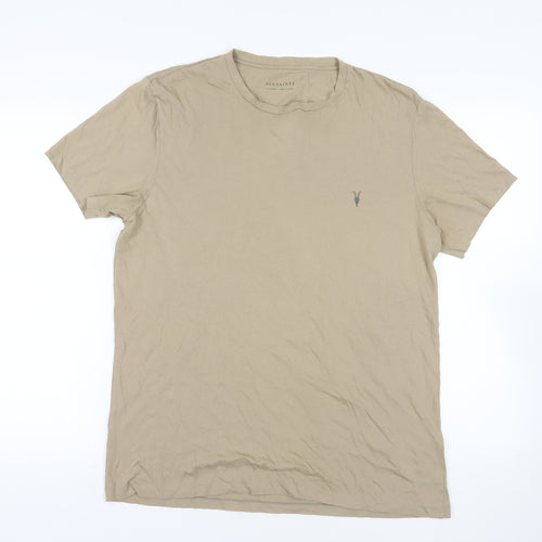 AllSaints Beige XL Cotton Crew Neck T-Shirt