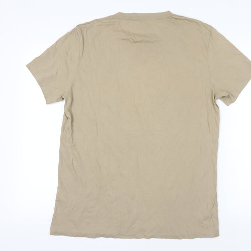 AllSaints Beige XL Cotton Crew Neck T-Shirt