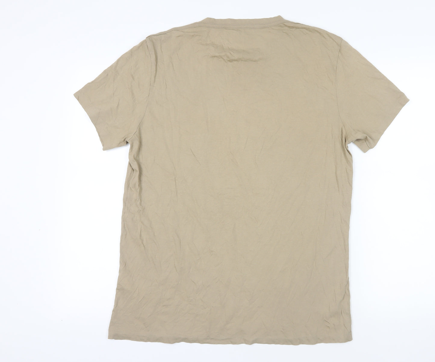 AllSaints Beige XL Cotton Crew Neck T-Shirt