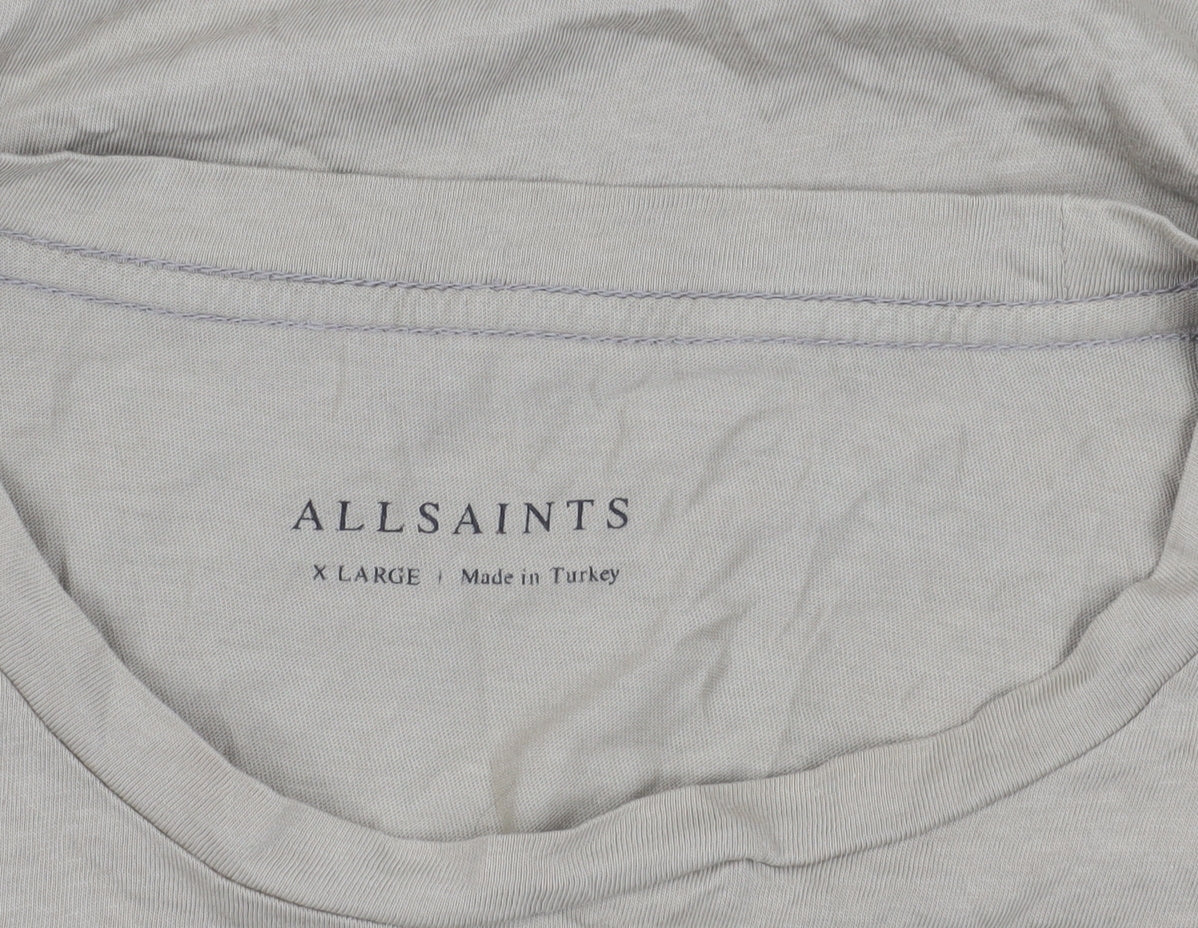 AllSaints Beige XL Cotton Crew Neck T-Shirt