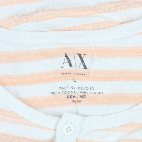 A|X Armani Exchange Henley Striped T-Shirt L