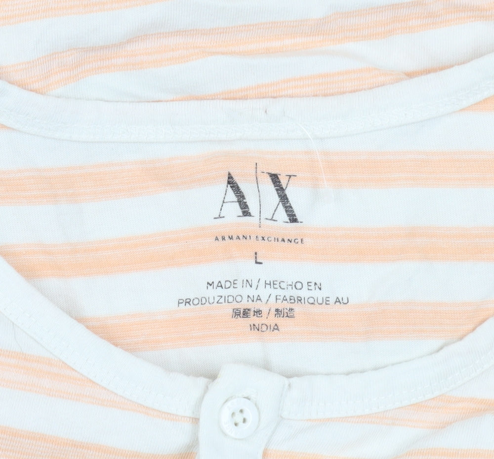 A|X Armani Exchange Henley Striped T-Shirt L