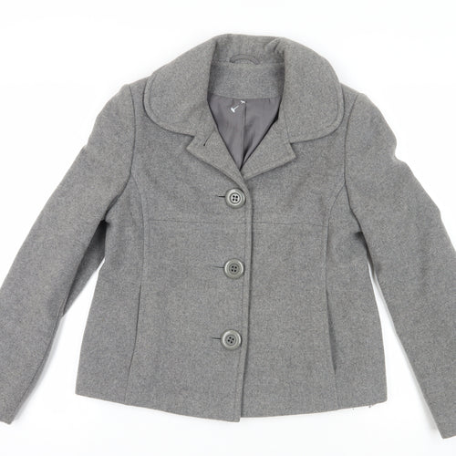Dorothy Perkins Grey Buttoned Wool Jacket Size 12