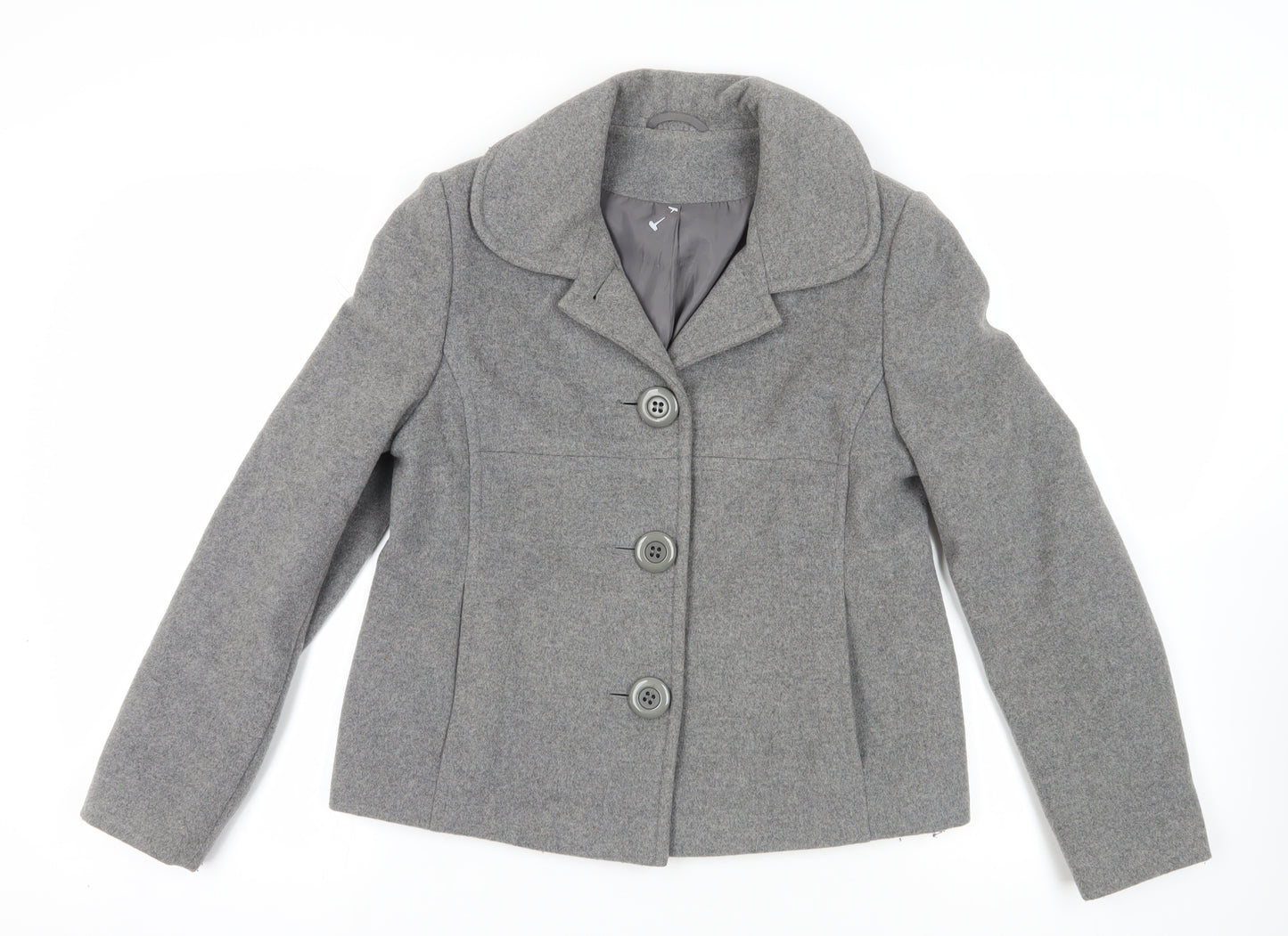 Dorothy Perkins Grey Buttoned Wool Jacket Size 12