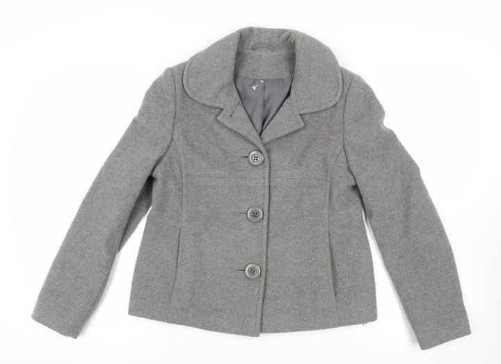 Dorothy Perkins Grey Buttoned Wool Jacket Size 12
