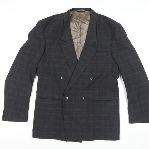 Diesel Grey Check Double-Breasted Blazer, Size 38
