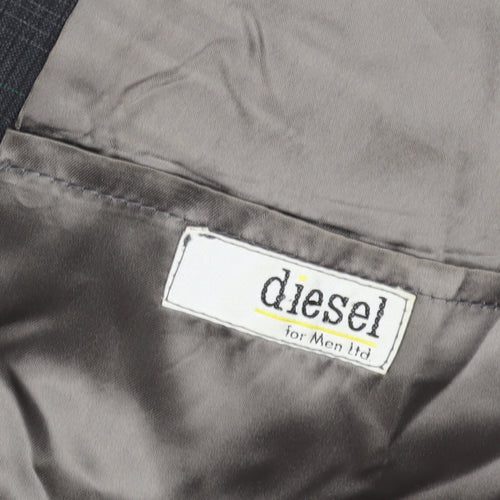 Diesel Grey Check Double-Breasted Blazer, Size 38