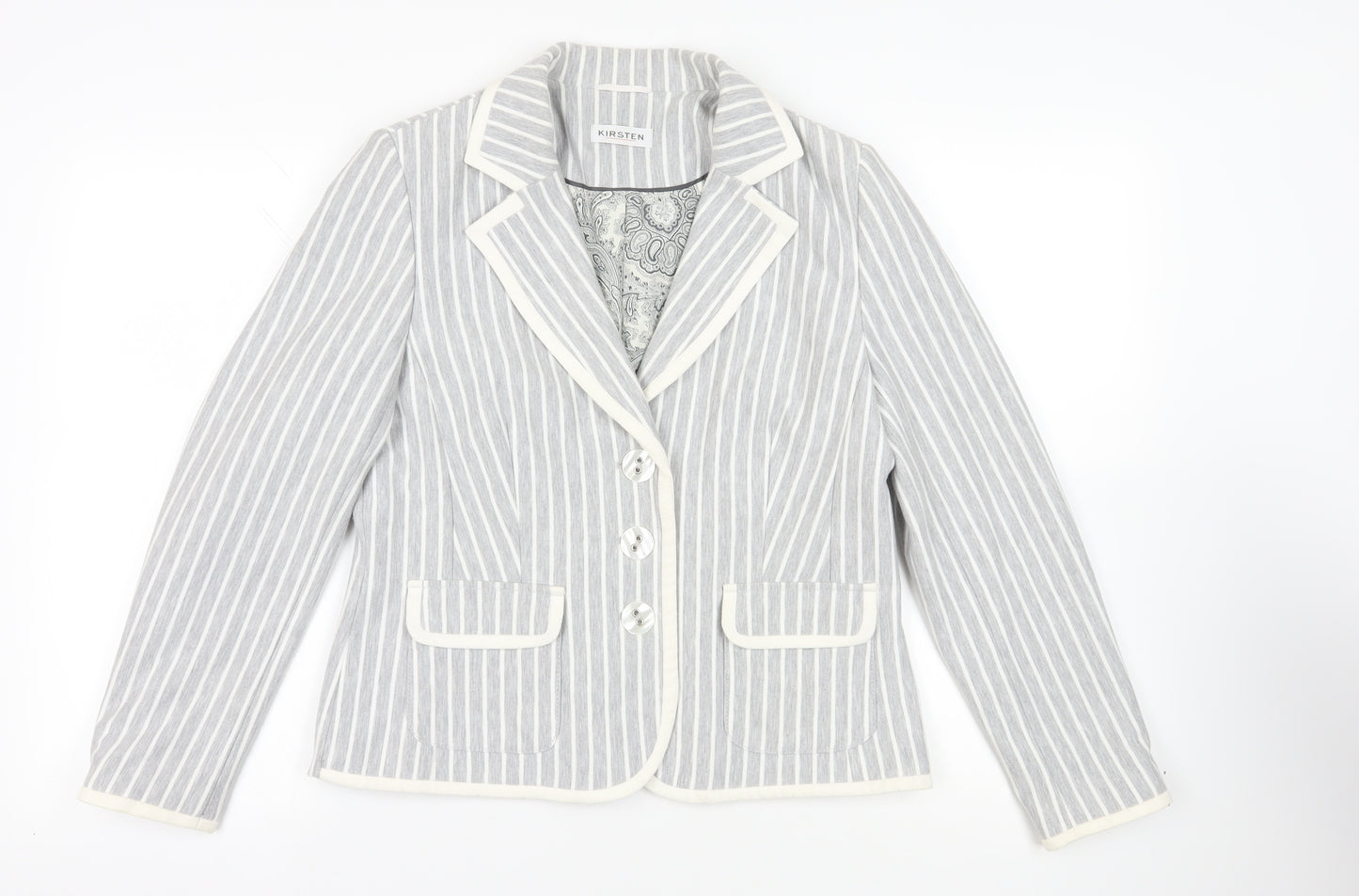 Kirsten Grey Striped Blazer Size 14 Classic Style