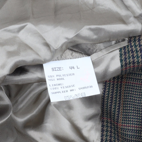Gurteen Brown Check Blazer, Size L, Regular Fit