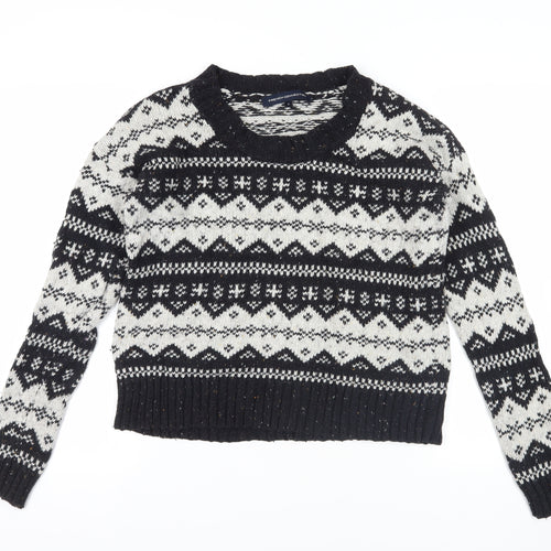 French Connection Black Fair Isle Knit Jumper - Medium