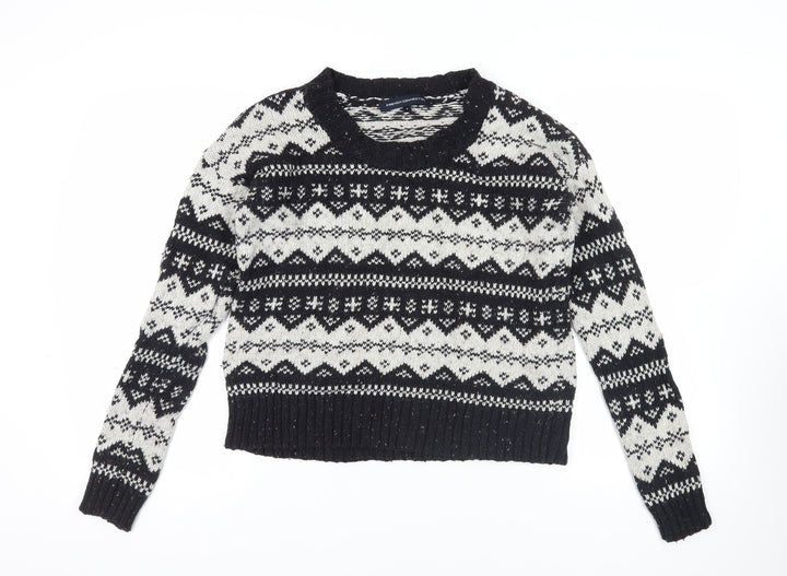 French Connection Black Fair Isle Knit Jumper - Medium
