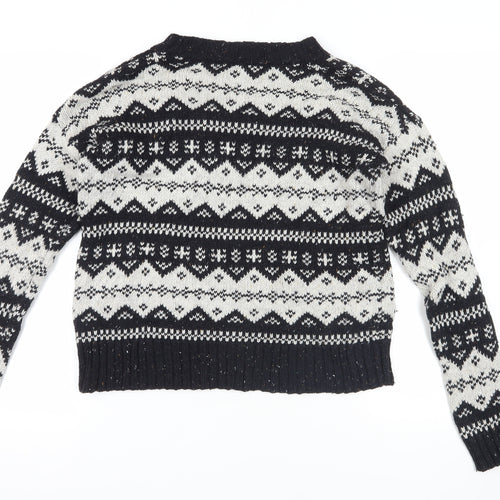 French Connection Black Fair Isle Knit Jumper - Medium
