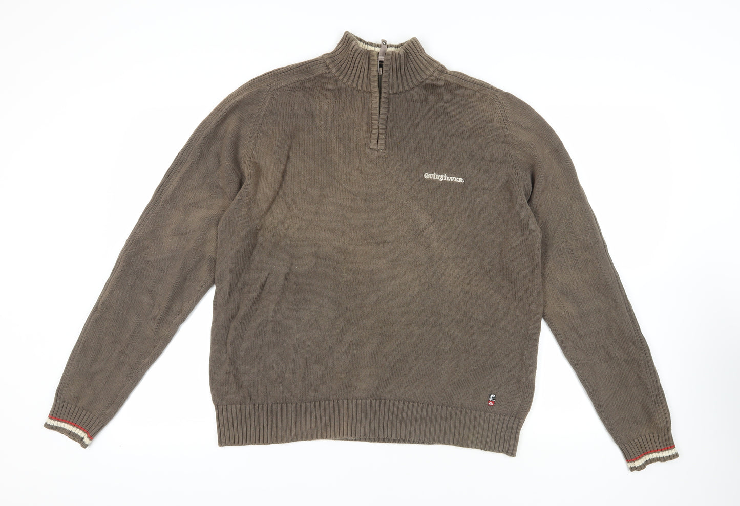 Quiksilver Brown XL Full Zip Cotton Jumper