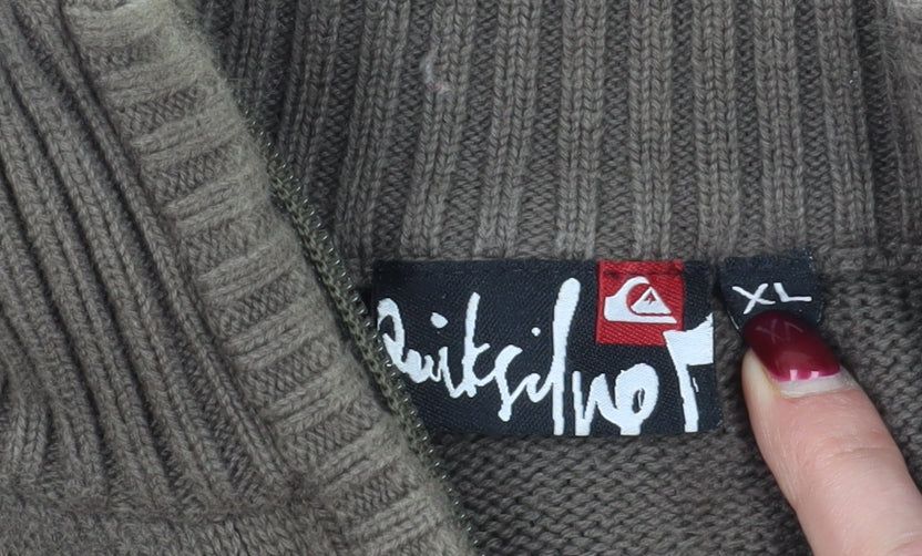 Quiksilver Brown XL Full Zip Cotton Jumper